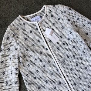 NWT Katherine Barclay white mesh floral jacket